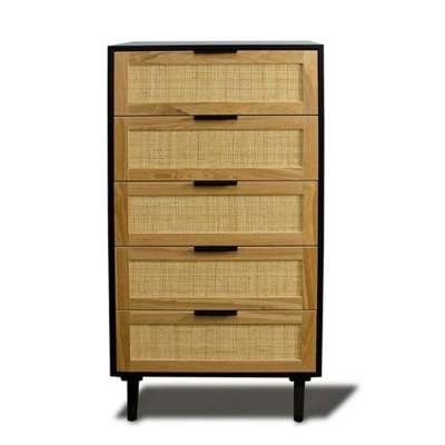 New Pattern Drawers Modern Wooden Five Drawer Rattan Cabinet