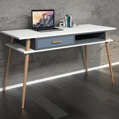 White Interlayer  Laptop Office And Study Wooden Desk